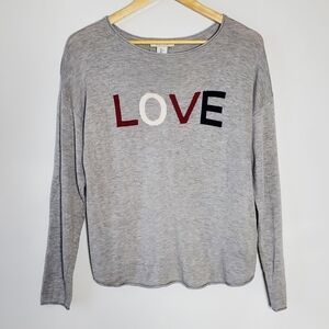 Rachel Zoe Grey "LOVE" grey pull over sweater in Great condition Size Large